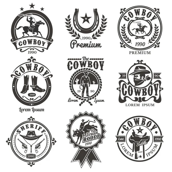 Reihe von Vektor-Rodeo-Logos — Stockvektor