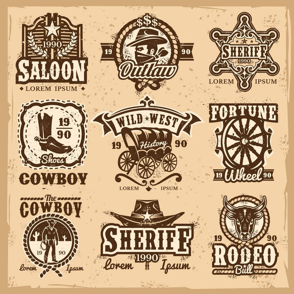 Set of vector wild west logos