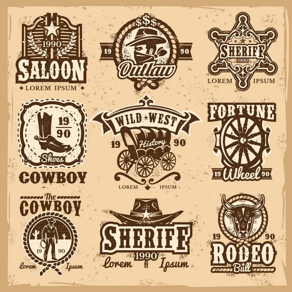 Set of vector wild west logos Royalty Free Stock Illustrations