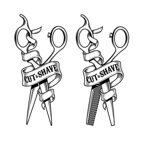 Hairdressing scissors isolated on white background