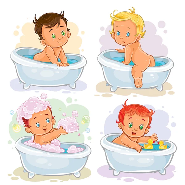 Los niños pequeños se bañan — Vector de stock