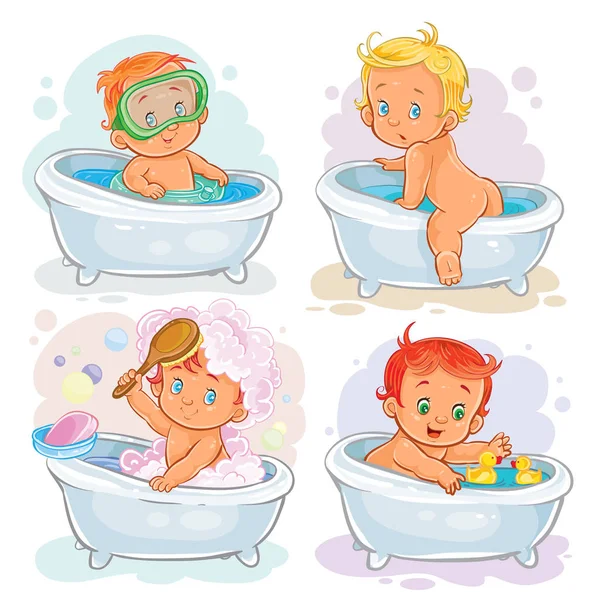 Los niños pequeños se bañan — Vector de stock