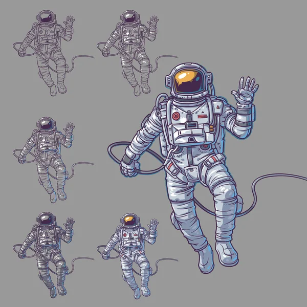 벡터는 일러스트 cosmonauts의 설정 — 스톡 벡터