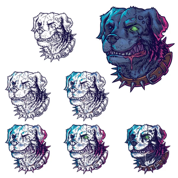 Vektör çizimler kötü deli köpek ayarla