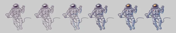 Vektor Reihe von Illustrationen Kosmonauten — Stockvektor