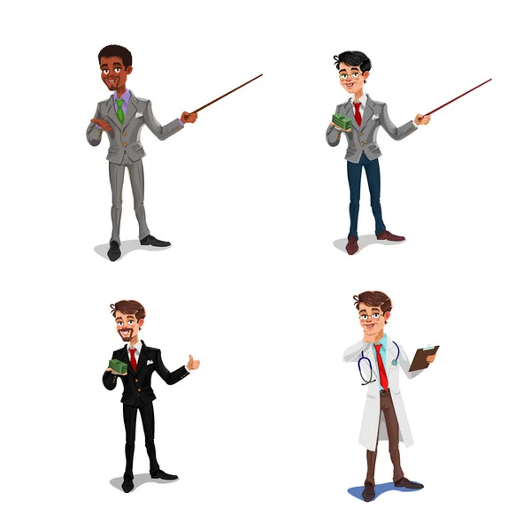 Set 3d hombres de negocios, gerente, trabajador de la salud . — Vector de stock