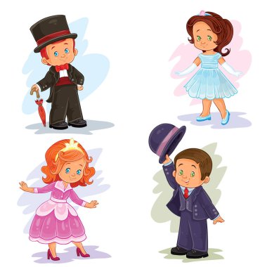 Klip sanat illüstrasyonlar çocuklu balo kostümleri ayarla