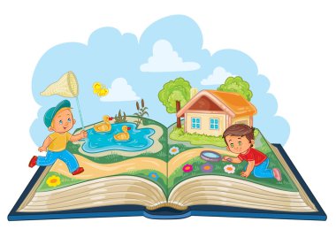 Küçük çocuklar açık bir kitap olarak doğa eğitimi