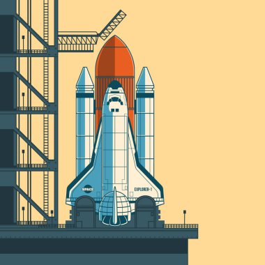 Vector illustration rocket is ready for launch. clipart