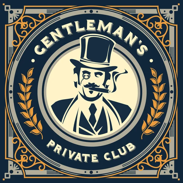 Vintage gentleman embleem, bewegwijzering — Stockvector