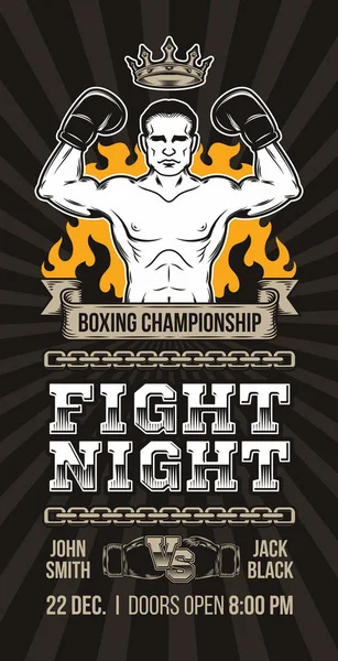 Anuncio de cartel vectorial campeonato de boxeo — Archivo Imágenes Vectoriales