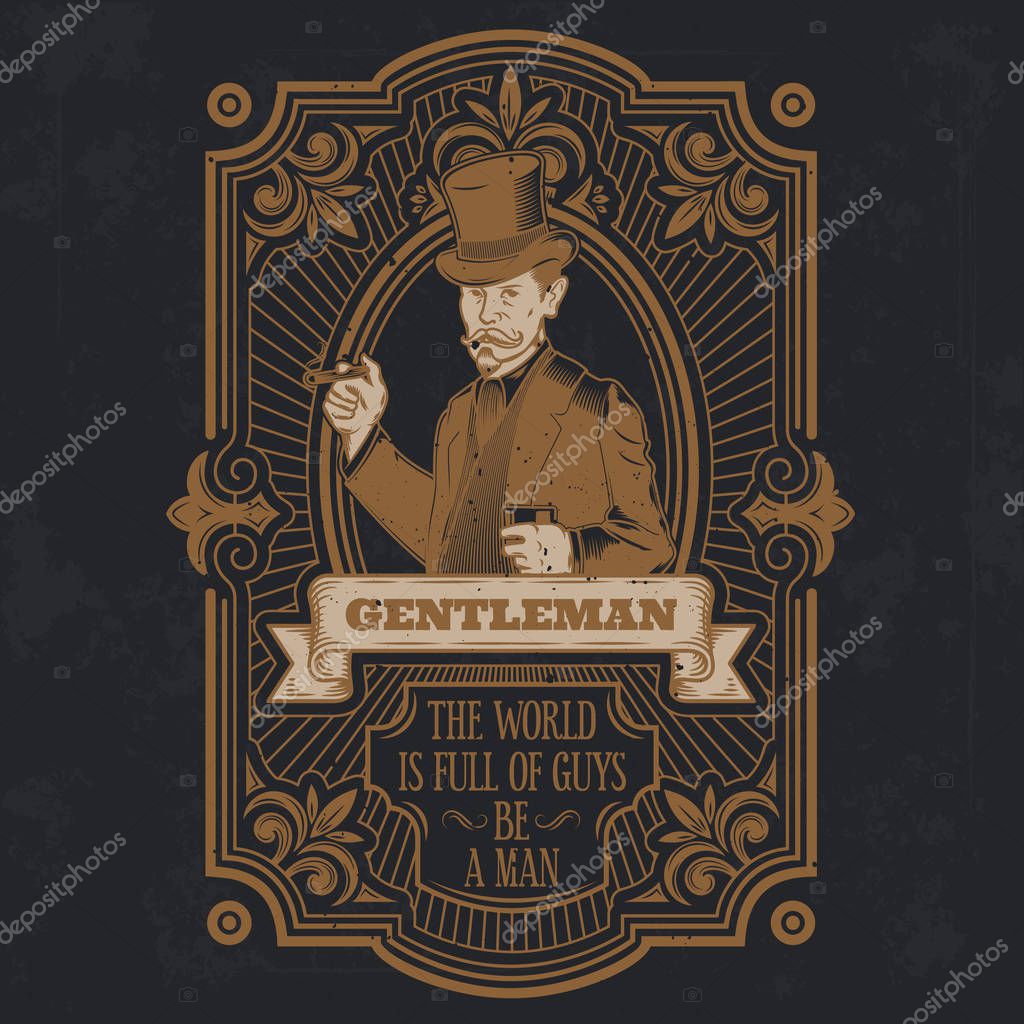 Vector vintage gentleman emblem, label, signage and sticker