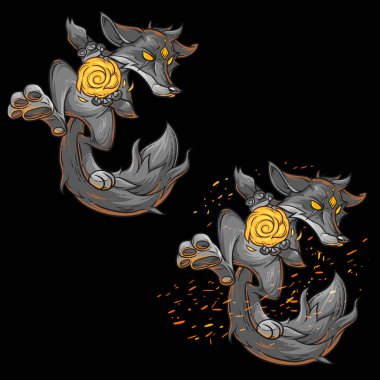 Bir ateş tilki vektör çizim.