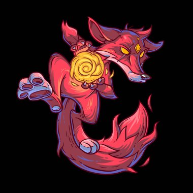 Bir ateş tilki vektör çizim.