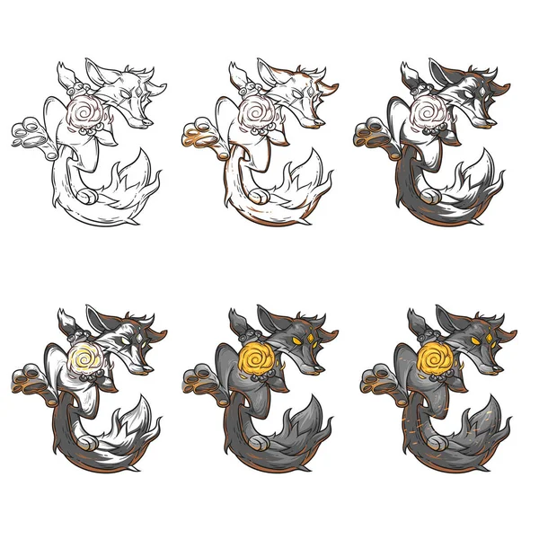 Bir ateş tilki vektör çizim ayarla.