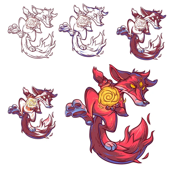 Bir ateş tilki vektör çizim ayarla.