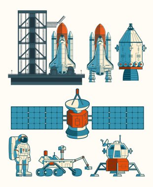 Set vector flat illustration on the space theme clipart