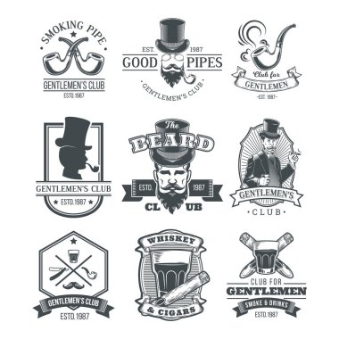 Vintage beyefendi amblem, etiketleri kümesi.