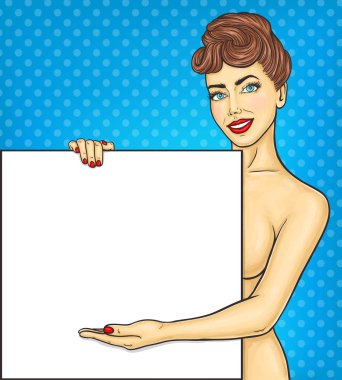 Pop art kız reklamların gösterilmesi