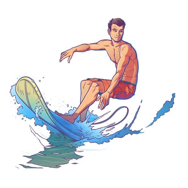 Ilustração vetorial de um surfista —  Vetores de Stock