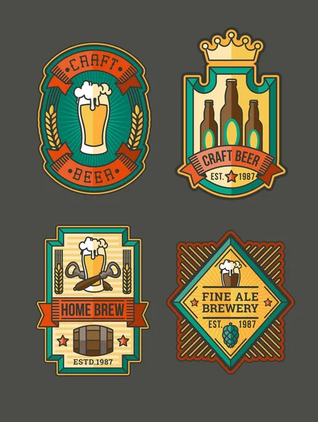 Retro bira etiket, sticker koleksiyonu — Stok Vektör
