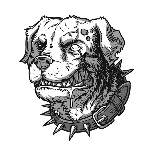 иллюстрация злой бешеной собаки
