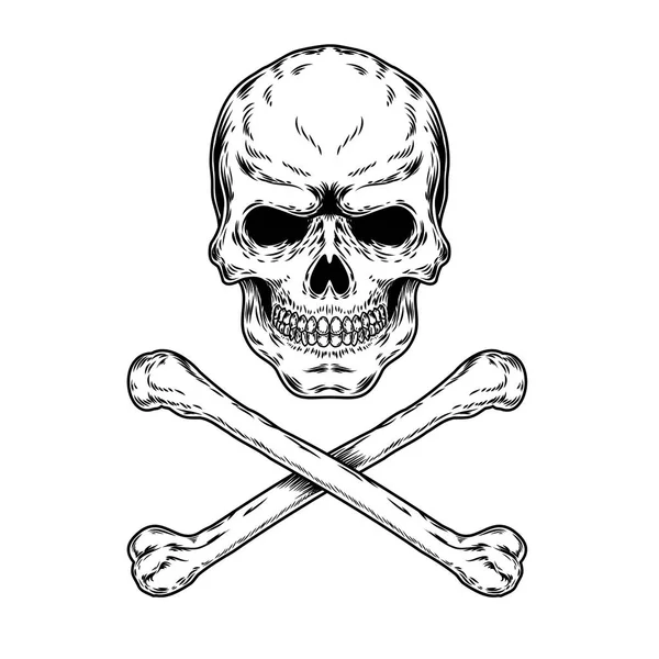 Ilustración de un cráneo y huesos cruzados — Foto de Stock