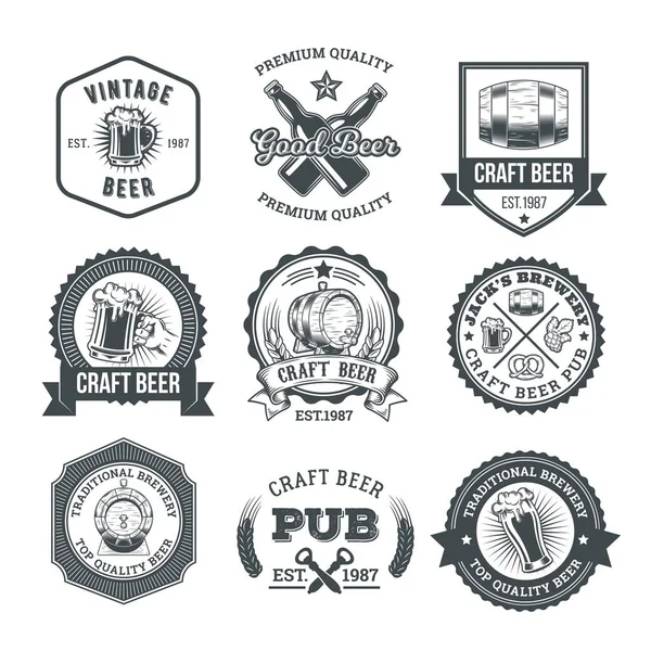 Kolekce retro pivo emblémy, odznaky, samolepky — Stockový vektor