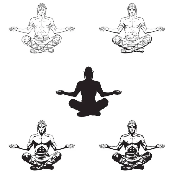 Hombres de yoga vectorial en posición de loto . — Vector de stock