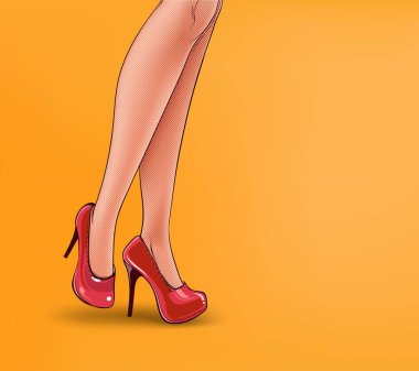 Pop sanat illüstrasyon kadın bacakları