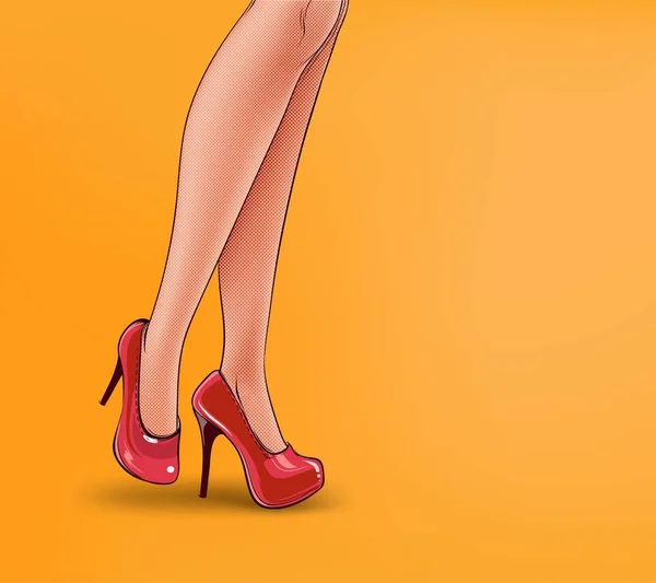 Pop arte ilustração de pernas femininas — Fotografia de Stock