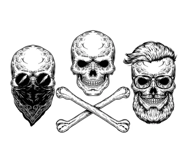 骷髅和交叉骨的插图 — 图库照片
