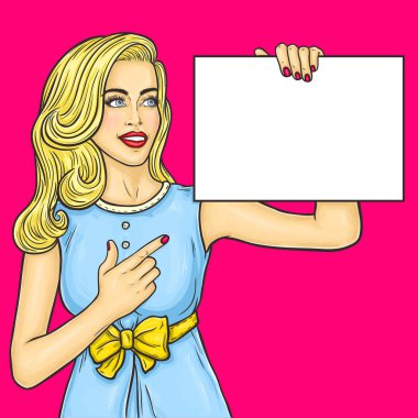 Pop art kız reklamların gösterilmesi