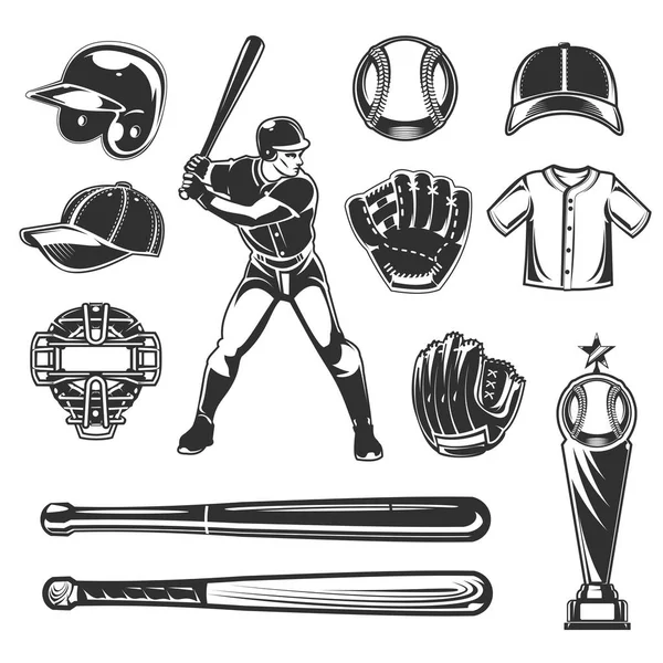 Conjunto de iconos de béisbol vectorial — Vector de stock