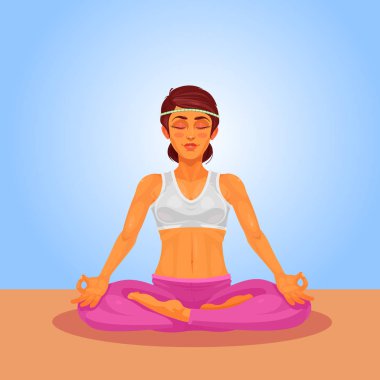 lotus pozisyonu bir kız yoga çizimi