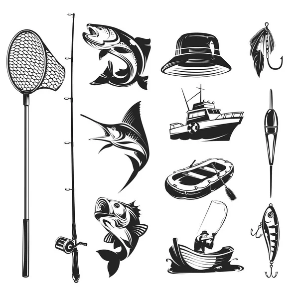 Symbole zum Thema Fischerei — Stockvektor