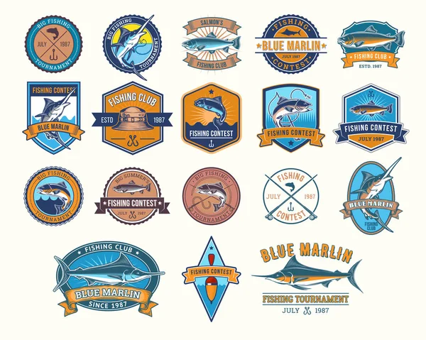 Emblemas para el club de pesca — Vector de stock