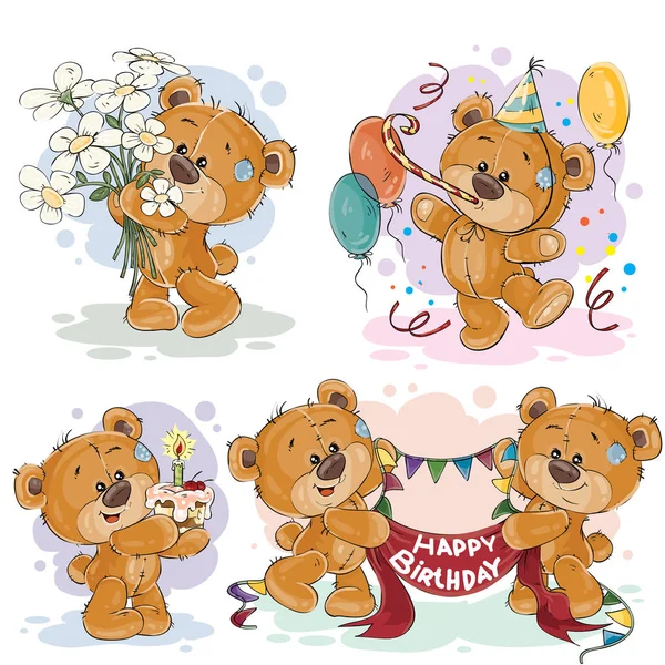 Clip art illustraties van teddybeer wenst u een gelukkige verjaardag — Stockvector