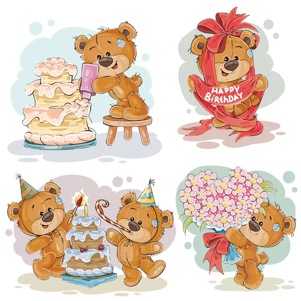 Clip art illustraties van teddybeer wenst u een gelukkige verjaardag — Stockvector