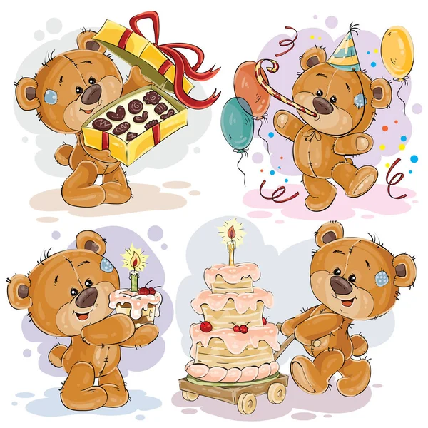 Clip art illustraties van teddybeer wenst u een gelukkige verjaardag — Stockvector