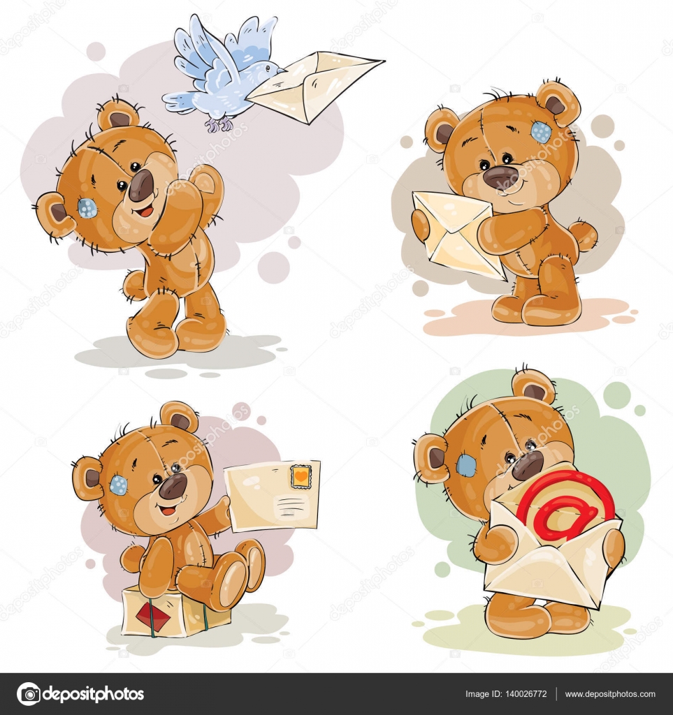 テディベアのセット クリップ アート イラストを取得し 手紙を送信 ストックベクター C Vectorpocket
