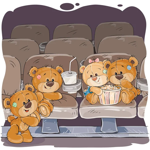 Os ursos Teddy estão a ver um filme. —  Vetores de Stock