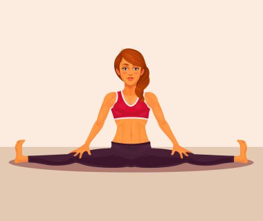 yoga-kız bölmelerini yaptığını gösteren resim.
