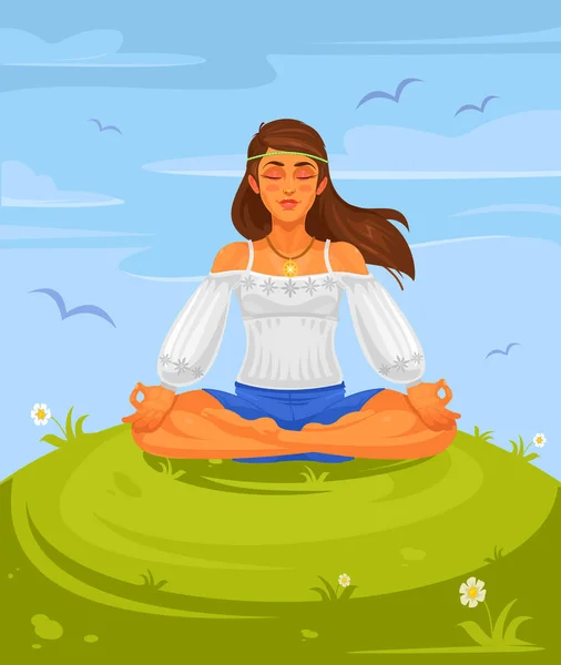 Иллюстрация девушки-йоги в позе лотоса — стоковое фото