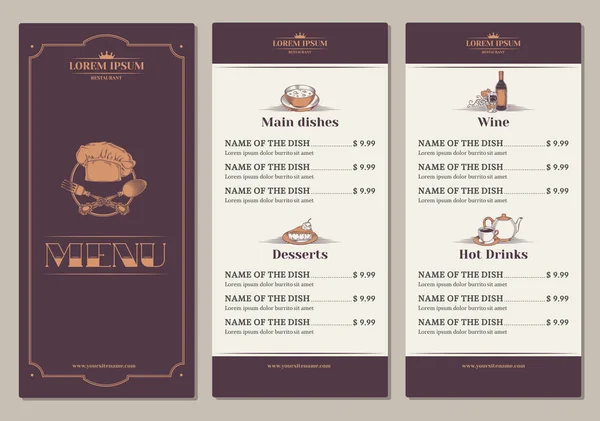 Šablona pro menu restaurace — Stockový vektor