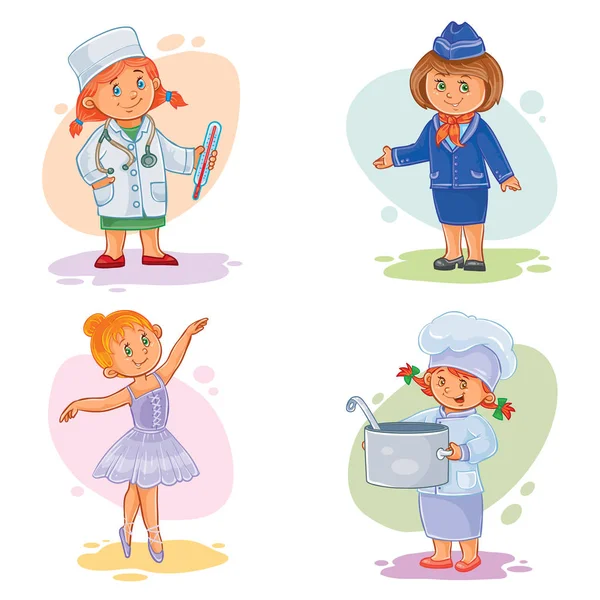 Ställa in ikonerna för små barn olika yrken — Stockfoto