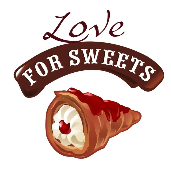 Süßes Dessert Vektor Illustration von Sahnetorte — Stockvektor