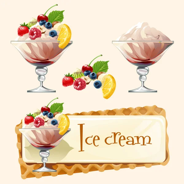 アイスクリームとベクター バナー — ストックベクタ