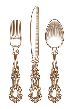 Vintage gümüş çatal bıçak seti