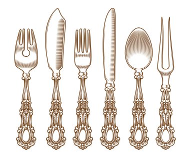 Vintage gümüş çatal bıçak seti